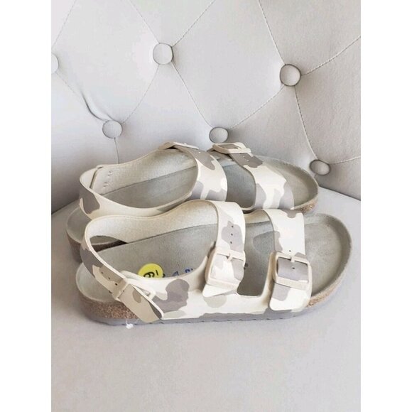 NEW BIRKENSTOCK MILANO SOFT FOOTBED BIRKO-FLOR DESERT SOIL GRAY/TAUPE SZ 9 US - Picture 6 of 11